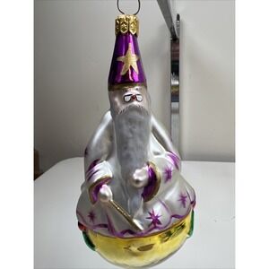 Wizard Christmas Ornament Ball Glass Polonaise Purple Hat Gold Star Kurt Adler